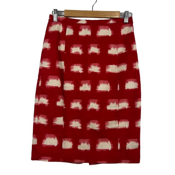 Anthropologie Corey Lynn Calter Red White Printed Linen Cotton Pencil Skirt - Picture 1 of 10